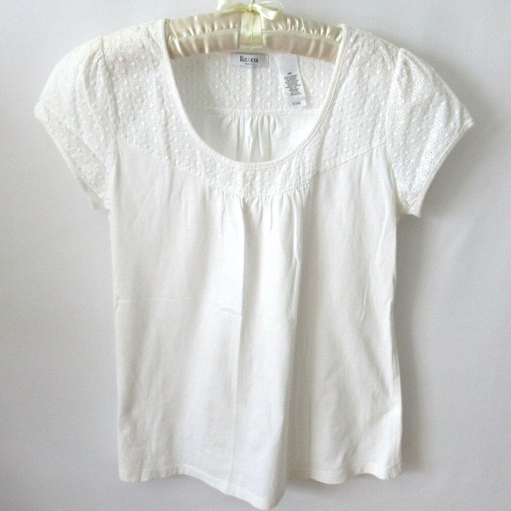 liz & co. Cream Short Sleeve Tee